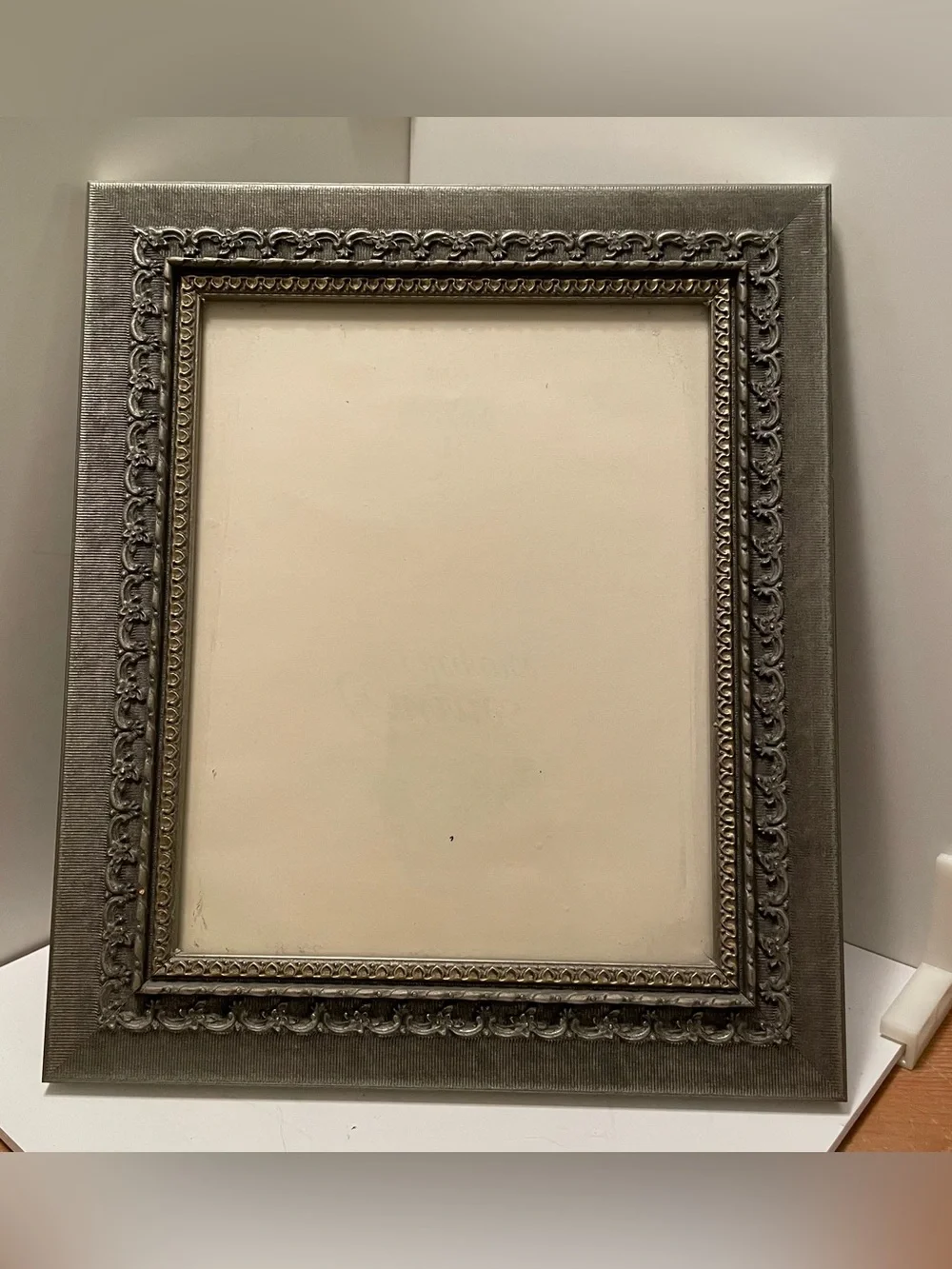 8x10 Photo Frame Antiqued Silver/Gold Wood Ornate Wall Or Tabletop